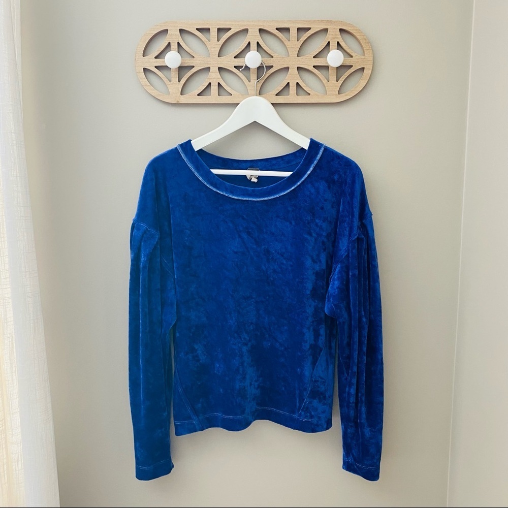 Free People Milam Velvet Top Blue Sz XS